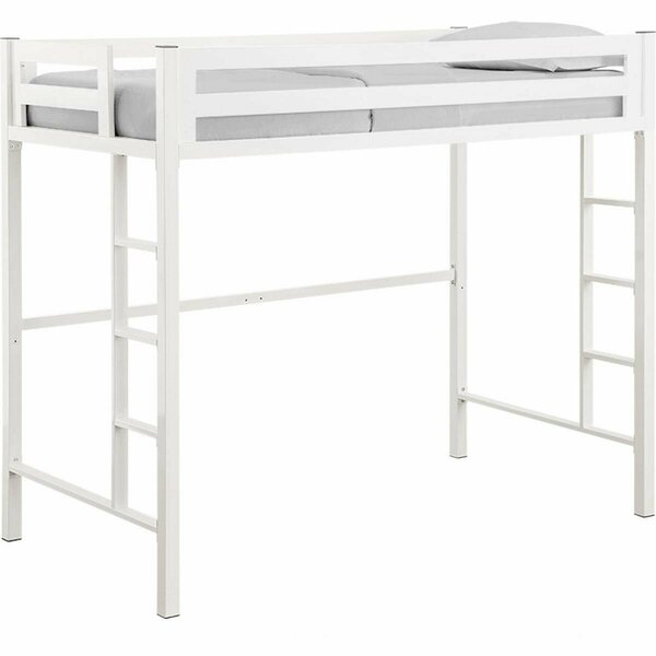 Walker Edison Furniture Twin Metal Loft Bed in White Powder Coated Steel BTSQTOLWH